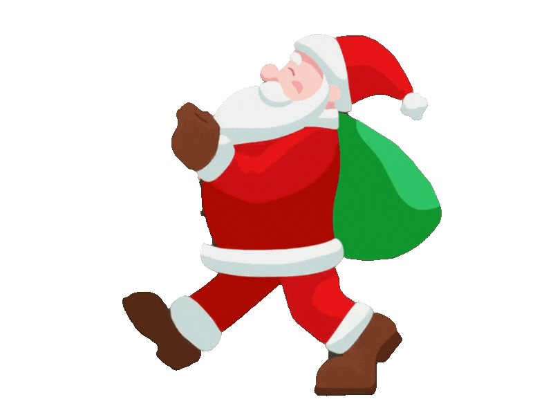 Santa walking with gifts